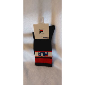 FILA Casual Socks Women Size 7-9 Black Red